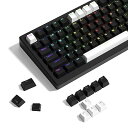 187キーキーキャップ ダブルショット PBT キーキャップ Cherry MX Gateronスイッチ 60%65%70%100%メカニカルキーボード(ブラック&ホワイト)