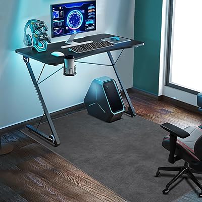 FUNHOO ゲーミングチェアマット 90×120cm チェアマット カーペットタイプ 滑り止め加工 フランネルタイプ フローリングマット 騒音対策 床暖房対応 床保護 傷防止 グレー