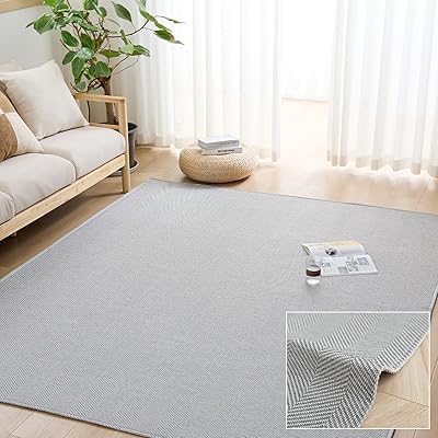 Sun Deco ラグ カーペット 3畳 ラグマット 春 夏 ヘリンボーン柄 滑り止め 洗える リビングマット おしゃれ 北欧 オールシーズン快適 床保護 ホットカーペット対応 無地 185x235cm グレー