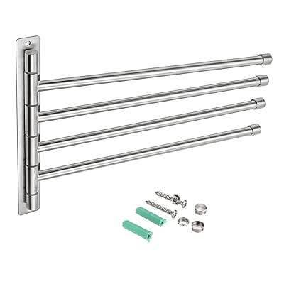 Sumnacon タオルハンガー タオル掛け スイングアーム 洗面所 ステンレス タオルバー 壁掛け 省スペース..