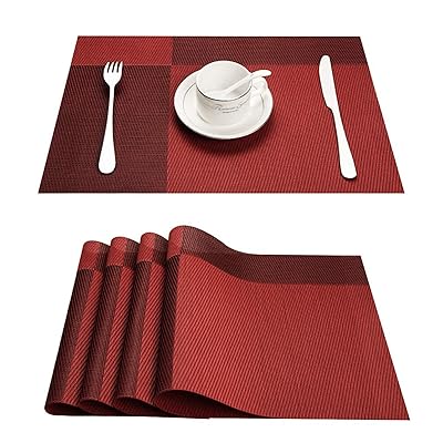 Topfinel ランチョンマット おしゃれ 北欧 格子縞 全9色選択 撥水 防汚 断熱 滑り止め お手入れ簡単 PV..