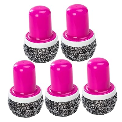 iplusmile 5本 たわし ステンレスたわし 取っ手付き 金属 ハンドル付き フライパン用 食器洗い 金属 キ..