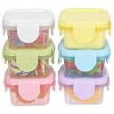 NUOLUX フルーツケース お弁当 調味料、ソース保存 お弁当箱 容量60ml 小さい 保存容器 食品 密閉 調味料 フードコンテナ 正方形 6.5cm*6.5cm*4cm 漏れ防止 ミニ かわいい 6個セット 蓋付き調味料カップ容器 ランチボック