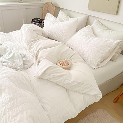 布団カバーセット シアサッカー生地 シングル ダブル 寝具カバーセット 3点セット 掛け布団カバー ボッ..