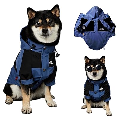 REEYAM ドッグウェア 犬用 レインコート 雨具 カッパ フード付き ワンちゃん 服 防水 防風 ボタン ファスナー マジックテープ リード穴有り 調整ゴム...