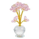 ピンククリスタルローズフラワーの置物 コレクション用ホームデコレーション、お母さんへの母の日プレゼント、女性への 誕生日プレゼント、退職祝い、新年のプレゼント