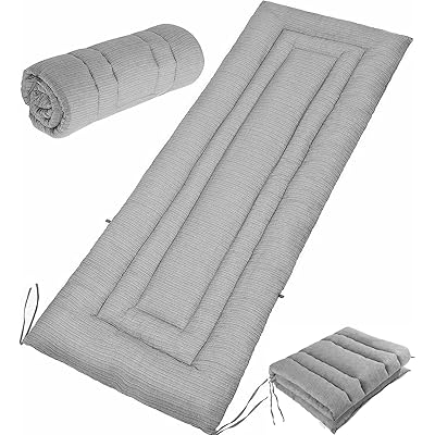 シングル 敷きふとん しじら織り 綿100％ さらさら ごろ寝マット 一人暮らし 軽量 肌に優しい 吸汗 速乾 抗菌 防臭 防ダニ うたた寝 車中泊 洗える 長座布団 (グレー, 70×190cm)