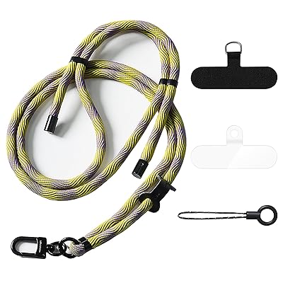 [HCXLYP] 【多用途・長さ調節可能・丈夫さ 】スマホ クロスボディロープストラップ ストラップ ショルダー 首掛け ストラップ 斜め掛け スマホ全機種対応 黄紫