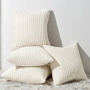 Topfinel クッションカバー 45×45cm 4枚セット コーデュロイ 無地 おしゃれ 北欧 洗える ふわふわ 隠れるファスナー ストライプ ソファー用背...