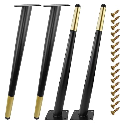 7Akiranoai 4本セット斜円錐 40CM テーブル脚 鉄脚 アイアンレッグ テーブル脚 ネジ付属 家具脚、コーヒーテーブル脚