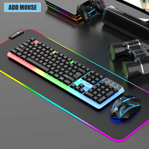 送料無料 照明付きゲーミングキーボードマウス、USB、機械的感触、有線、球形キーキャップ、複数の色オプションのカバー、新しい、2024 送料無料 照明付きゲーミングキーボードマウス、USB、機械的感触、有線、球形キーキャップ、複数の色オプションのカバー、新しい、2024