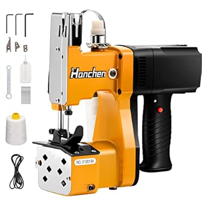 Hanchen GK9-890 ポータブル袋縫ミシン 0.2-10mm袋口縫い1800-2600針/分 自動割線 3kg軽量で便利 織り..
