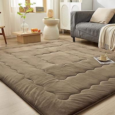 VK Living こたつ敷布団 極厚ラグ 正方形 190×190cm 【KEEP HOT】 あったか 5層 フランネル生地 マイクロファイバー 滑り止め付き 床暖房対応 防音 こたつ敷き布団 無地・ブラウン