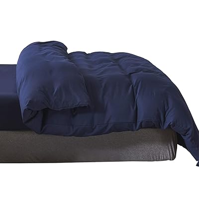 掛けふとんカバー シングル 150x210cm ネイビー 綿混 無地 布団カバー 洗い替え 防ダニ 防シワ オールシーズン 速乾 通気 単品売り