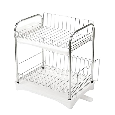 食器 水切りかご 2段式水切りラック バスケット ステンレス製 錆びない 水が自動で流れる 乾燥 食器水..