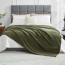 Hansleep 毛布 もうふ ダブル 夏用 ブランケット 大きめ 180x200cm 大判 マイクロファイバー 柔らかく 肌触り フランネル 洗える 軽量 静電防止 四季適用 (180x200,モスグリーン)
