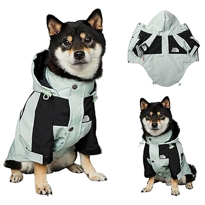 REEYAM ドッグウェア 犬用 レインコート 雨具 カッパ フード付き ワンちゃん 服 防水 防風 ボタン ファスナー マジックテープ リード穴有り 調整ゴム...