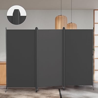 KELIXU パーテーション 間仕切り 3連 自立式 衝立 カバーストリップ付き 高さ1.8m×幅2.6m 布タイプ 折..