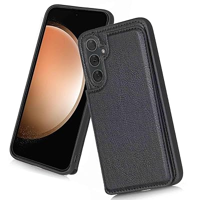 【Hbcnxny】ケース 手帳型 対応 Galaxy S23 FE/SCG24au スマホケース 耐衝撃 カードケース カード収納 手帳 型 本革 手帳型ケース カバー オシャレ カード収納 背面（ブラック）サムスンs23FE 黒