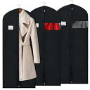 6 個の黒の衣類収納袋吊り下げ衣類カバー (3 * 60x100cm +3 * 60x120cm) 防塵ガーメントバッグプロテクタースーツジャケットとドレス用、BOMEI PACK