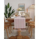 青未了 テーブルランナー 北欧 テーブルセンタークロス おしゃれ テーブルらんなー table runner テーブルセンター 布 食卓飾り タッセル 160 x 33cm 桜色