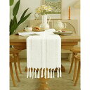 青未了 テーブルランナー 北欧 テーブルセンタークロス おしゃれ テーブルらんなー table runner テーブルセンター 布 食卓飾り タッセル 160 x 33cm クレーム