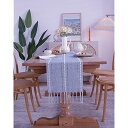 青未了 テーブルランナー 北欧 テーブルセンタークロス おしゃれ テーブルらんなー table runner テーブルセンター 布 食卓飾り タッセル 160 x 33cm フォグブルー