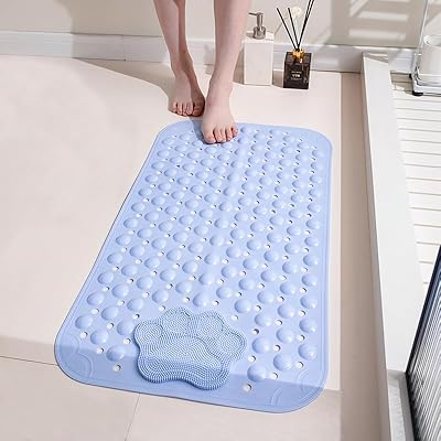 ENLUNTRA お風呂マット 浴槽滑り止めマット TPE製 41.5×73cm 吸盤付き 厚い 耐久 柔軟 快適 転倒防止 ..
