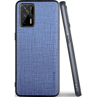 OPPO Realme GT 5Gケース 生地パターンレザー高級に保護純色スマホケースOPPO Realme GT 5G (Realme GT, Blue)