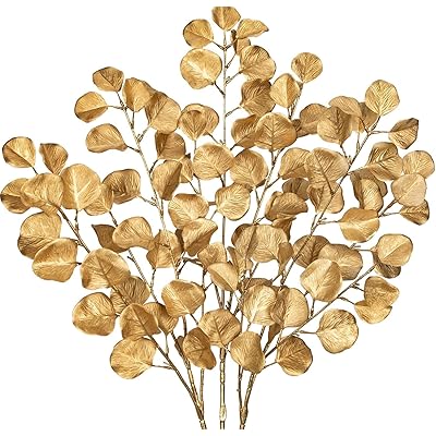 Villa Como クリスマス 飾り クリスマスツリー オーナメント クリスマスリース 造花 葉っぱ 材料 DIY パーティー ハロウィーン (3, ゴールド ユーカリ01)