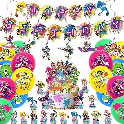 スプラ 誕生日 飾り付け 風船セット パーティー 飾り ハッピーバースデー ハッピーバースデー 風船 ケーキ装飾セット happy birthday ガーランド 装飾 お祝い 子供 男の子 い プレゼント