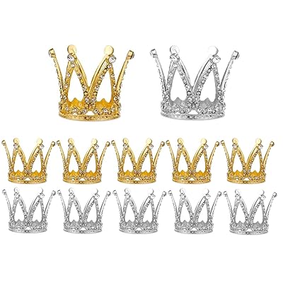 DIFEIUKI ミニ クラウン ケーキトッパー 10個セット ケーキ 飾り 姫様 髪飾り プリンセス ティアラ き..
