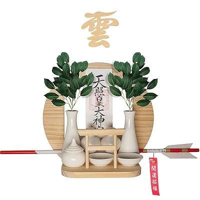 [Tonbobo] モダン神棚 壁掛け用神棚 月雲（つくも）【丸形は満月と太陽のような安心感を与えます】壁を傷つけない 破魔矢置き取り付け簡単 お札以外も飾れる 自宅用 白松 天然木材 クリスタル雲板付き