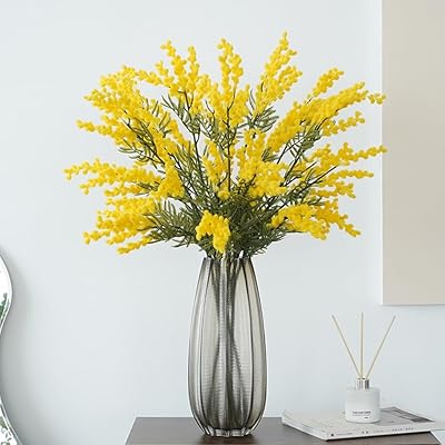 DIFEIUKI アカシア 造花 4本セット ライラックの花 アーティフィシャル フラワー 枯れない花 人工観葉..