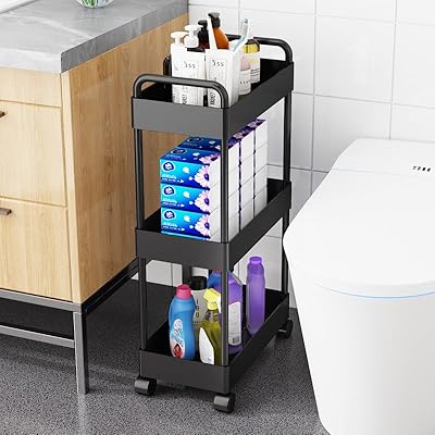 SVOHZAV キッチンワゴン 取手付 ペットボトル 収納カート 隙間収納 13cm/18cm/22cm スリム キャスター..