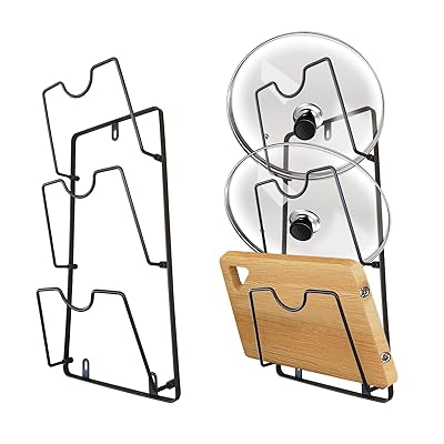 GLISTON 鍋蓋置き 調理器具スタンド 鍋蓋ホルダー 調理台収納 省スペース 耐熱性 滑り止め付き 3段式鍋..