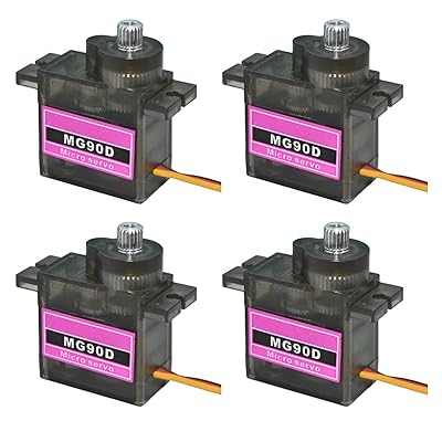 4個 MG90DデジタルマイクロRCサーボ フルメタルギア仕様 SG90 9g 互換モデル for Arduino・固定翼機・RCスマートカー・ロボットアームDIYプロジェクト用 最大制御角度180度 PWM500-2500