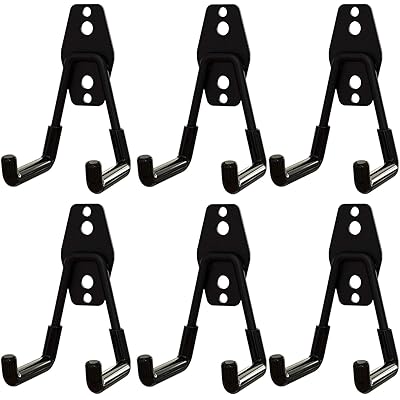 DIFEIUKI 壁掛けフック 6個セット ガレージフック L型 強力 ダブルフック 耐荷重35kg はしご/ホース/農..