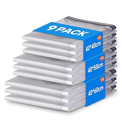 Vacbird 旅行 圧縮袋 衣類圧縮袋 9枚入 40*40 *3枚 /40*50 *3枚 /40*60 *3枚 電動ポンプ付きない 収納 ..