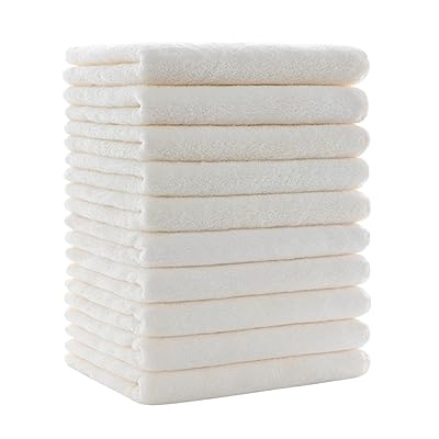 フェイスタオル マイクロファイバー 10枚セット ホテル仕様 大判 35X75cm ふわふわ肌触り 高速吸水 速乾 耐久性 タオル (ホワイト)