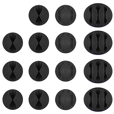 DanziX ケーブルクリップホルダー 17個パック 高耐久シリコーン製粘着コードオーガナイザー 車/デスク/TV/PC/ホームオフィス整理用 トリプルスロットデスクラインフィクサー2個付き カラフル