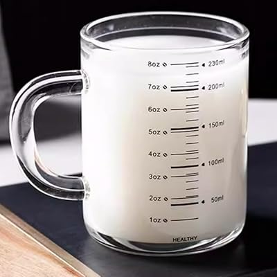 ミルクカップ 計量カップ 耐熱ガラス コーヒー ジュース お茶 ミルクグラス ガラスカップ ハンドル付き..