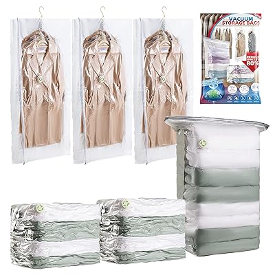 TAILI 圧縮袋 吊るせるあっしゅくバッグ 立体バッグ 衣類カバー ふとん圧縮袋 コート収納 季節転換用 掃除機対応 着物収納 ジャケット スーツ 花火大会 ...