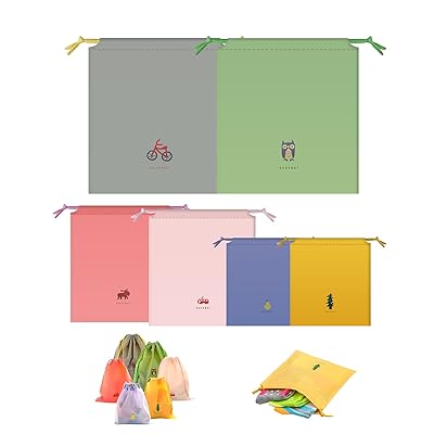 [BINGONE] 6枚セット 巾着袋 トラベルポーチ 収納ポーチ ビニール スポーツバック 巾着 巾着ポーチ 防..