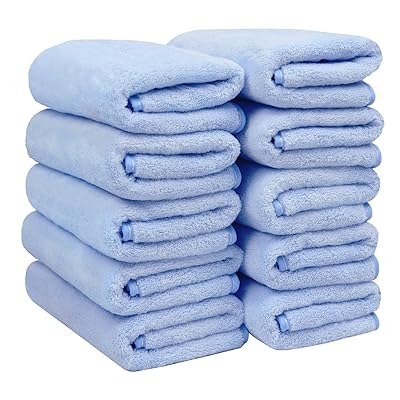 フェイスタオル マイクロファイバー 10枚セット 約35X75cm 柔らかい ふわふわ 高速 吸水 速乾 通気 人..