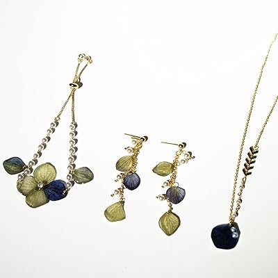 ORANGESCE 「舞う花時」手作り プリザーブドフラワー 花 アクセサリーセット、ブレスレット ネックレス..
