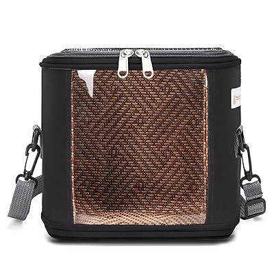 Ifukens ペットキャリー 鳥 うさぎ キャリーバッグ 肩掛けハムスター おでかけハリネズミ ケージ夏用 通気性メッシュ透明窓付きハムスター キャリーケース 散歩モモンガ ポーチ持ち運び旅行通院防災移動用インコ キャリー 小動物用品(S,ブラック