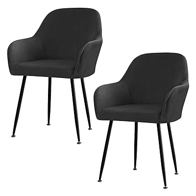 ダイニングチェアカバー 肘付き 椅子カバー 2枚セット カーブバックダイニングチェアカバー 伸縮 洗える ストレッチ チェアカバー ふわふわ 汚れ防止 滑り止め 宴会 リビングルーム ダイニングルーム バー オフィス用 (黒)