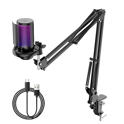 BuukBaag コンデンサー マイク【ワンクリックミュート機能·自動ノイズキャンセリング】ゲーミング マイク ゲーミング 実況/会議/録音/放送者/Discord/YouTube/Skype/Line/Zoom RBG USB pc 配信用 マイク