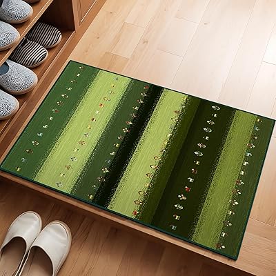 ILISILAN 玄関マット 室内 洗える ペルシャ風 玄関まっと; 北欧 げんかんまっと おしゃれ 滑り止め 洗面所マット 防音マット オールシーズン適用 (ギャッベ柄C, 60X90CM)